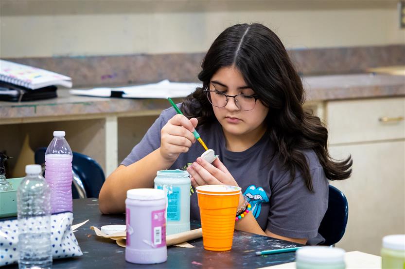 Students in art class